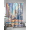 thumbnail image 5 of Grey Blue Teal Coastal Shower Curtain Set, Waterproof Shower Curtains for Bathroom, Oil Painting Modern Abstract Art Washable Fabric Cloth Bath Curtain for Bathtub Decoration with Hooks 48x72 Inches, 5 of 6