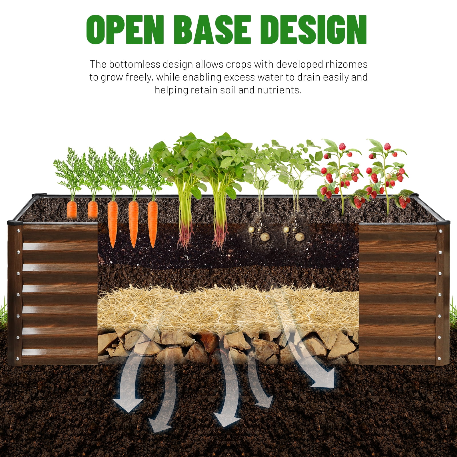 SnugNiture 8x4x2 ft Galvanized Raised Garden Bed, Deep Root Metal Planter Box for Vegetables, Flowers