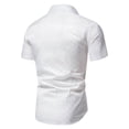 thumbnail image 4 of Work Shirts For Men White T Shirts for Men Men's Casual Slim Print Button Lapel Short Sleeve Shirt Cotton tshirts for Men Beach Shirts For Men,White,L, 4 of 9