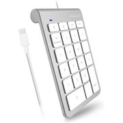 Macally Wired USB-C Number Pad Keyboard - Numeric Keypad for Laptops, Mac-compatible Computers, Windows PCs, and Desktops - 10-Key USB Keypad Numpad with a 5-Foot Cable - Silver Finish