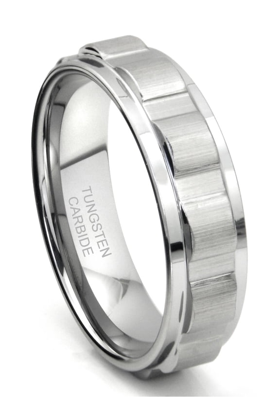 Tungsten Carbide 7MM Coin Edge Wedding Band Ring Sz 11.5