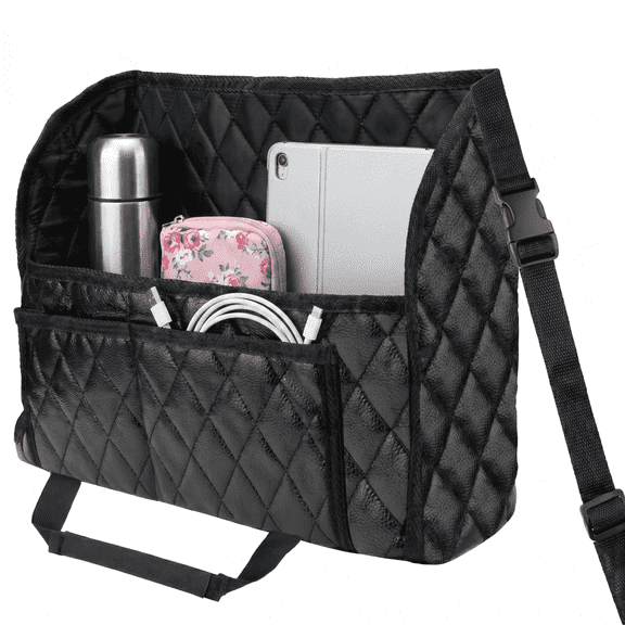 Leather Car Purse Holder Between Seats, Large Capacity Handbag Organizer, Backseat Barrier, Fits Cars Trucks SUVs