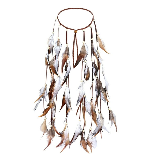 Diadema india con plumas para disfraces, tocado con plumas para mujeres y niñas