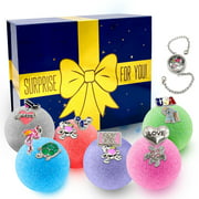 Eco Time luxury gift box - handmade bath bombs for girls with bracelet and charms Inside