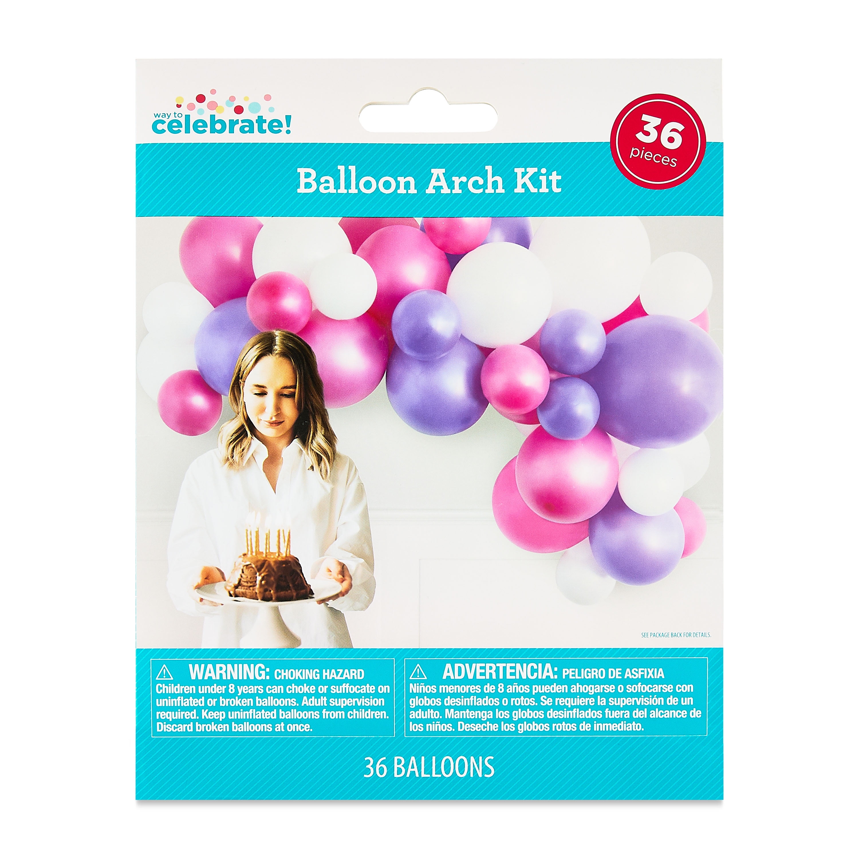 Pink/Purple/White Balloon Arch Kit, 36 Pieces, by Way To Celebrate