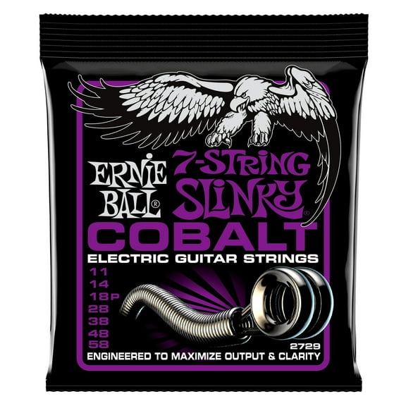 Ernie Ball Power Slinky Cobalt 7-String Electric Guitar Strings, 11-58