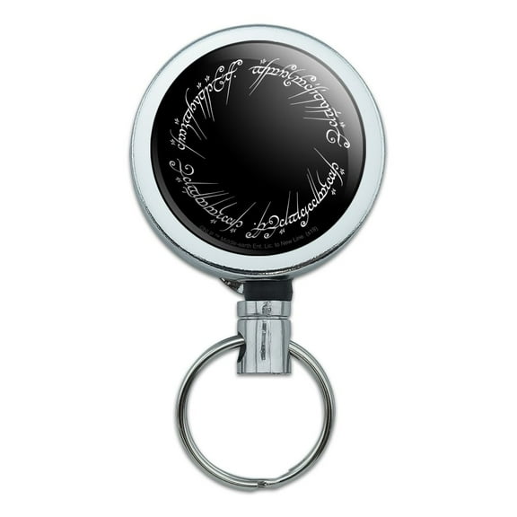 Lord of the Rings Mordor Script Heavy Duty Metal Retractable Reel ID Badge Key Card Tag Holder with Belt Clip
