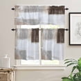 thumbnail image 2 of Brown Grey Kitchen Curtains and Valances Set, Graffiti Art Abstract Color Block Oil Paint Modern Rod Pocket Window Valance Window Curtain Panels for Living Room Bedroom Laundry, 27.5x24in, 3 Pieces, 2 of 7