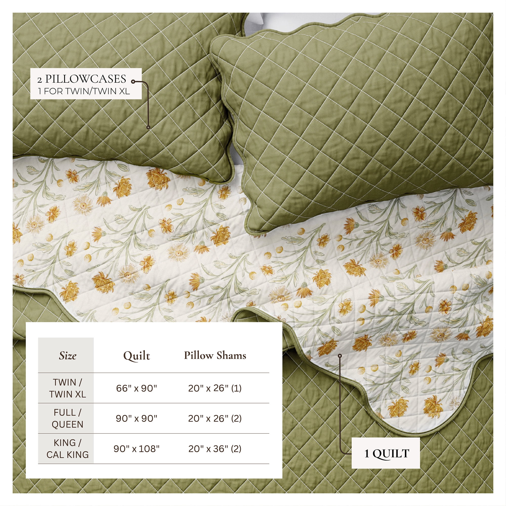 Great Bay Home Vintage Printed Floral Reversible Twin / Twin XL Cotton Quilt Set