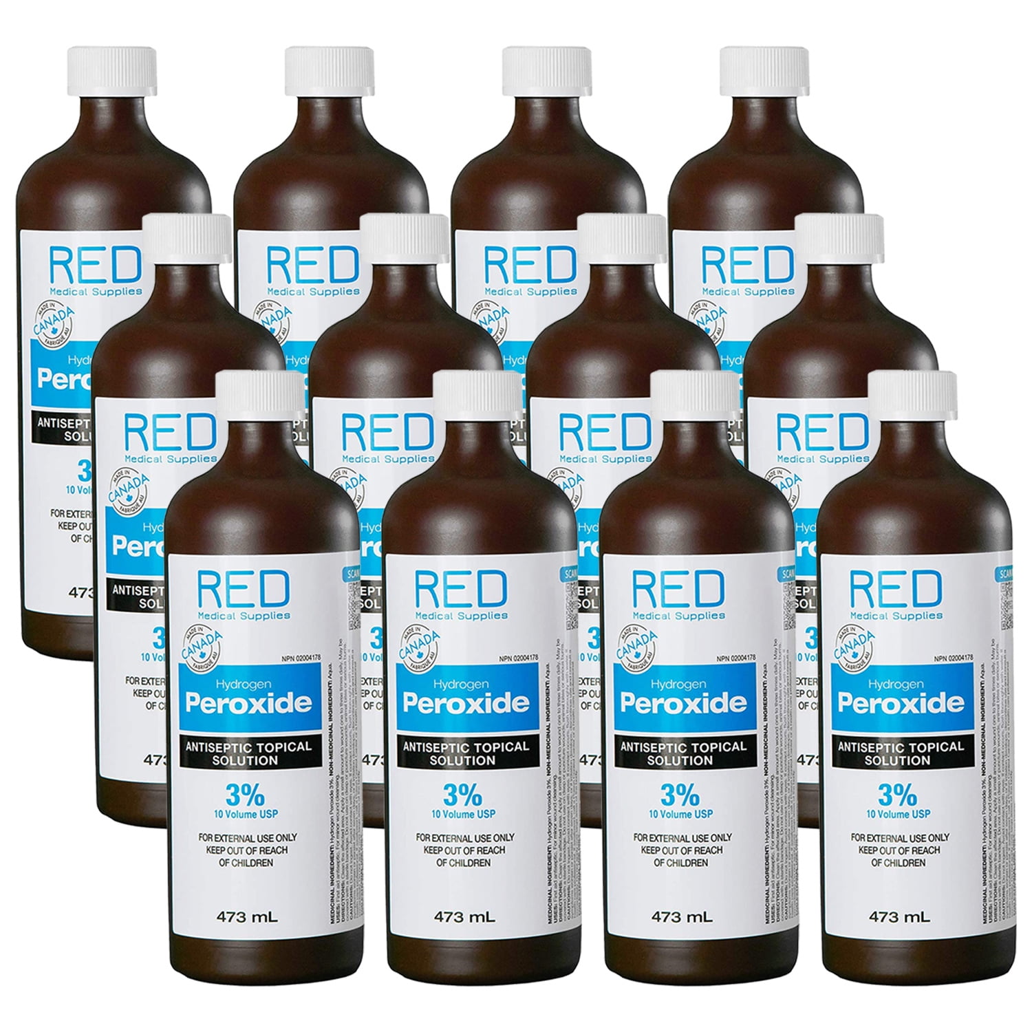 12 Bottles Hydrogen Peroxide Topical Solution 3, 473ml First Aid