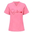 thumbnail image 1 of Hauts d'Été pour Femmes 2023 Hauts à Manches Courtes Col en V Uniforme de Travail Infirmier T-shirts, 1 of 6