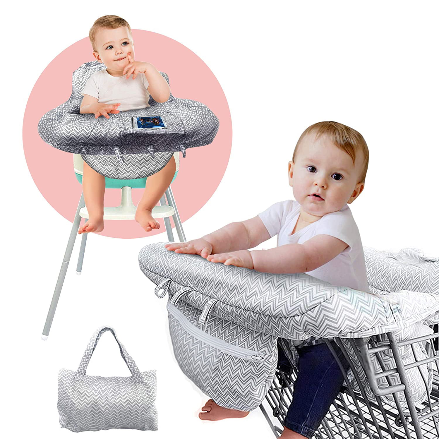 Unisex-Babys 2-in-1 Shopping Cart Cover and High Chair Cover with Fold-able Bag Starfish Universal Size 