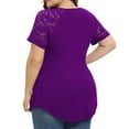 thumbnail image 5 of Big&Tall Fashion Womens Plus Size Cutout Asymmetric Cold Shoulder T-shirt V-Neck Tops Solid Color Short Sleeve Blouses for Women Dressy Casual ,Purple,5XL, 5 of 5
