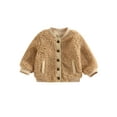 thumbnail image 1 of Qiylii Infant Baby Girls Boys Coat Patchwork Long Sleeve Button-Down Lamb Fleece Jacket Autumn Winter Warm Outerwear,0-3Years, 1 of 7