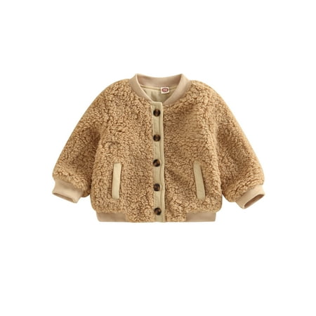 

Toddler Infant Baby Boy Girl Fleece Jacket Coat Zip Up Faux Fur Sherpa Jackets Thicken Warm Winter Outwear Cardigan