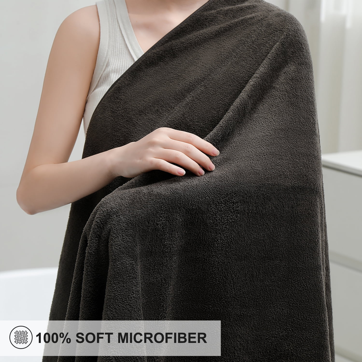 Kebury 18 Piece Family Bath Towels Set - 6 Bath Sheets, 6 Hand Towels & 6 Washcloths - Microfiber Shower Towels with Hanging Loop Absorbent Ultra Soft Towels for Bathroom Spa Gym- Dark Brown