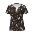 thumbnail image 2 of Honeii Pirate Skulls Print Women's V-Neck T-Shirt,Short Sleeve V Neck Tees Tops for Women , Perfect for Work, Travel, and Everyday Wear, 2 of 7