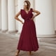 thumbnail image 2 of Vestido de playa plisado de gasa para mujer - Manga con volantes, corte ajustado, color liso, tallas S-XXL, para fiestas de verano/bodas, largo 140 cm, 2 of 7
