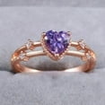thumbnail image 2 of Divine_creation 2.10 Ctw Heart Cut Purple Amethyst Womens Engagement Ring 14K Rose Gold Plated 925 Sterling Silver -9.5, 2 of 5