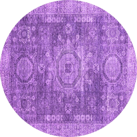 Ahgly Company Indoor Round Abstract Purple Modern Area Rugs, 5' Round