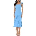 thumbnail image 2 of INSPIRE CHIC Women's Sleeveless Square Neck Ruffle Cocktail Midi Dress L Light Blue, 2 of 6