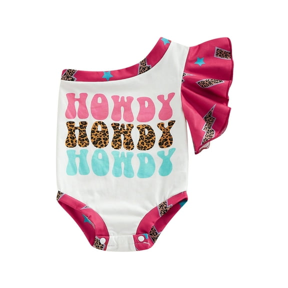 Bagilaanoe Newborn Baby Girl Rompers Letters Print Fly Sleeve Bodysuit 3M 6M 12M 18M Infant Summer One Piece Jumpsuit