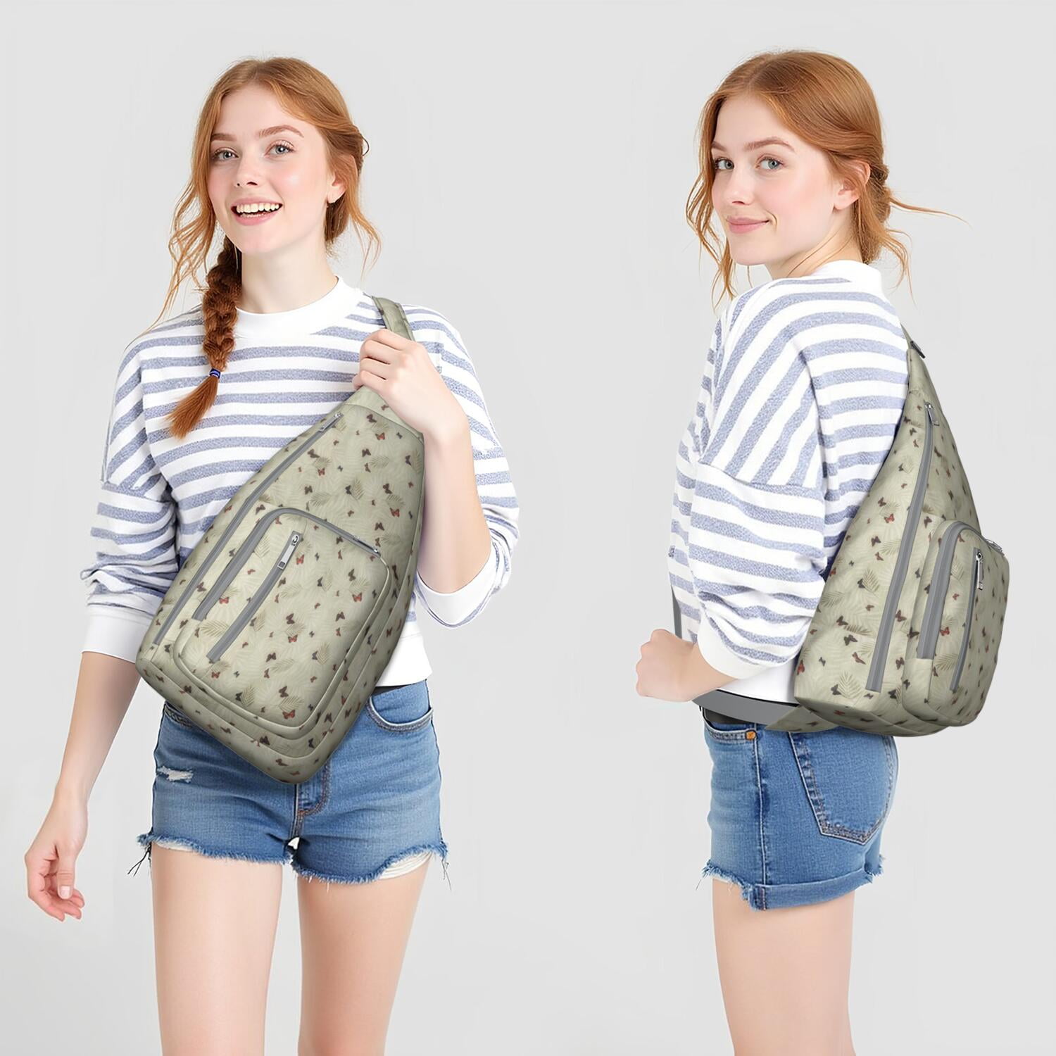 Tactical Butterfly Print Chest Bag - Lightweight Waterproof Shoulder Pack, Tear-resistant Sling Bag for Hiking/Camping (Unisex Design)