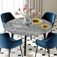 thumbnail image 5 of Elastic Fitted Round Tablecloth, Sunflowers Waterproof Stretch Table Cover for 36"-44" Tables, Modern Bee You Are My Sunshine Grey Washable Outdoor Tablecloths for Patio, Picnic, Camping, 5 of 9