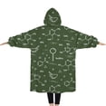 thumbnail image 2 of Oversized Wearable Blanket Hoodie,Math Equations Molecule Icons Green Pattern Sherpa Blanket Hoodie with Super Pockets,Super Warm Fuzzy Pullover for Women & Men, 2 of 6
