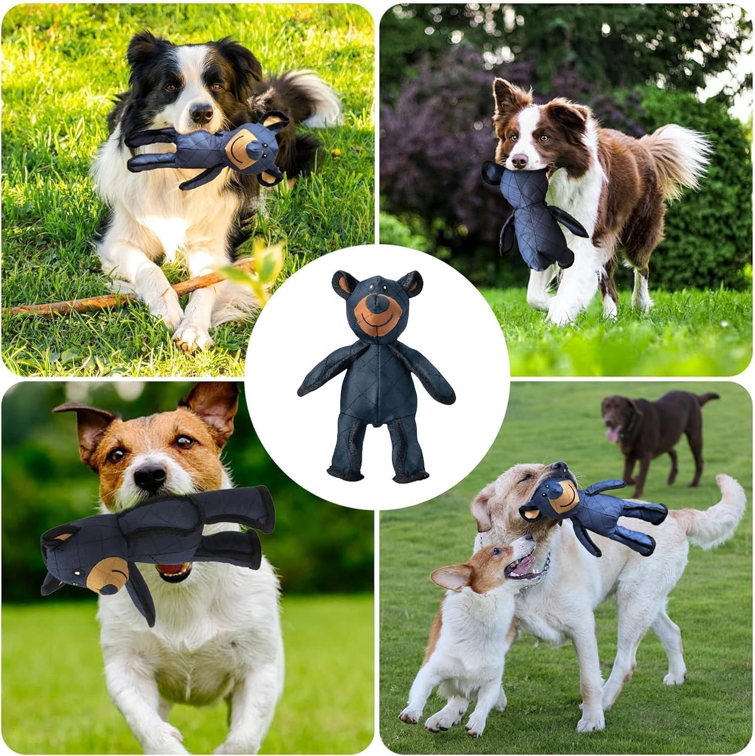 Unbreakable Bear Dog Toy for Heavy Chewers, Indestructible Squeaky Teddy Bear for Large Dogs, Tough Chew Toy for Strong Chewers, 2.0 Unbreakable Plush(RL Blue+Pink 2 PCS)