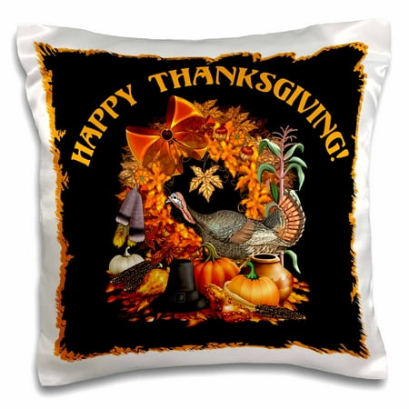 - 3dRose Thanksgiving featuring a wild turkey, Native American and Pilgrim themes, the Fall harvest and more, Pillow Case, 16 by 16-inch
