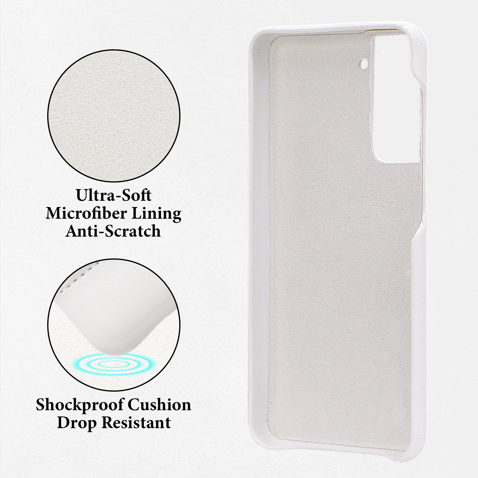 Hot Off for Samsung Galaxy S21 Ultra Case, Nappa Leather Puffer Phone Case Galaxy S21 Ultra Case [Full Body Protection] [Non-Slip] Shockproof Protective Phone Case, White for Galaxy S21 Ultra - image 4 of 5