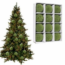 Velvet Christmas Balls,Velvet Ornaments for Christmas Tree,12pcs Flocked Christmas Tree Ornaments Assortment for Xmas Tree Holiday Decor(Moss Green)