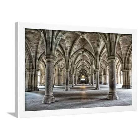 Framed Bypass Light The Historic Cloisters of Glasgow University. Dramatic and Gritty Bleach Bypass Processing. Framed Print Wall Art By Jane Rix ()