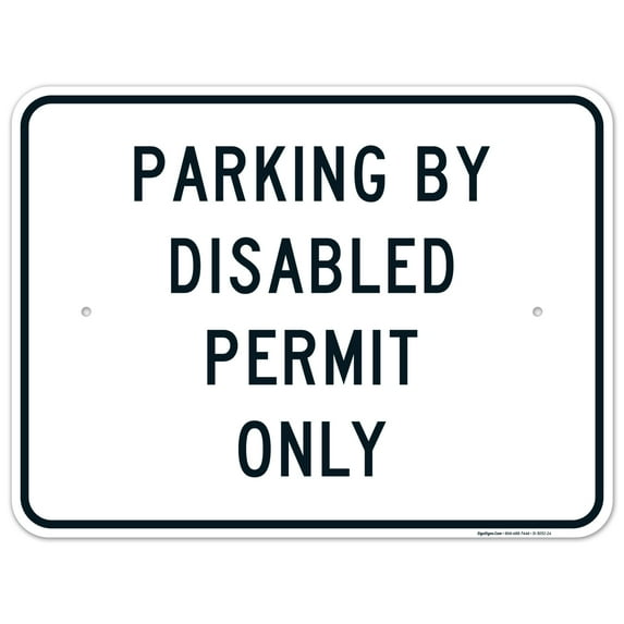 Florida Handicap Parking Sign, Parking By Disabled Permit Only Sign, 18x24 Aluminum