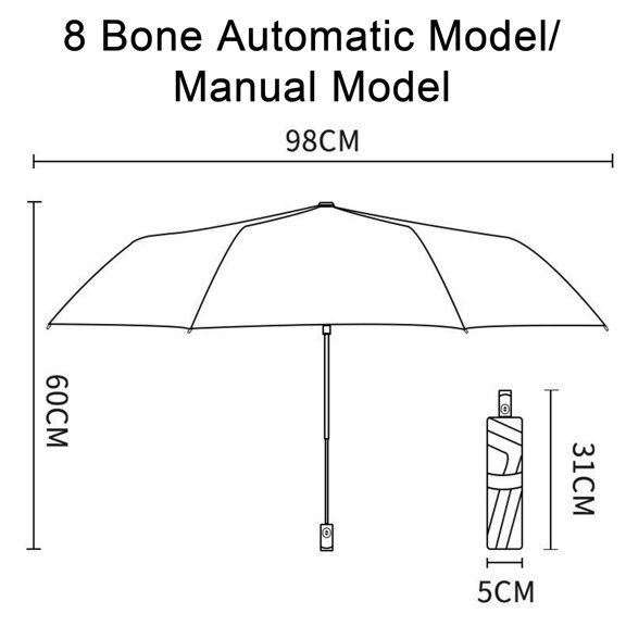 Umbrella Coverage Auto Uv Waterproof Windproof Dual Use Compact Folding Design Multifunctional Umbrella for Rain or Shine Unisex