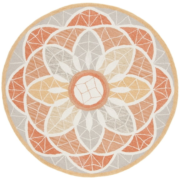 SAFAVIEH Novelty Malanie Floral Area Rug, Grey/Gold, 5' x 5' Round