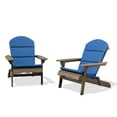 thumbnail image 2 of Ariel Outdoor Acacia Wood Folding Adirondack Chairs with Cushions (Set of 2), Gray and Navy Blue, 2 of 9