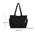 thumbnail image 2 of HUISZJ Corduroy Shoulder Bag, Large Capacity Tote Bag, Versatile Tote Handbag for Travel Commute Work (Black), 2 of 7