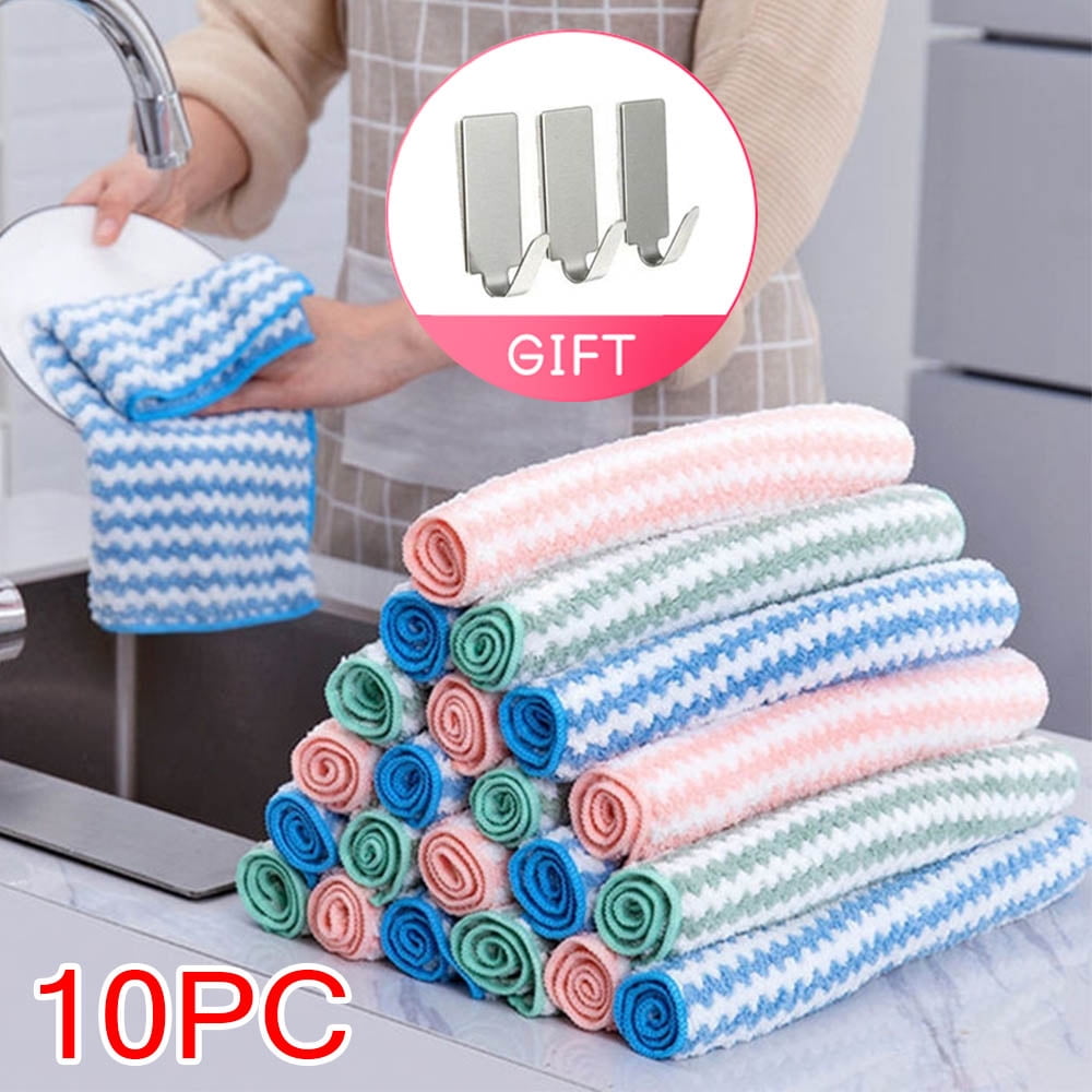 10 Pack Kitchen Towels - 9.84 x 9.84 inch Cotton Kitchen Towels and Dishcloths Set - Bulk Dish Towels for Kitchen, Size: One size, Other