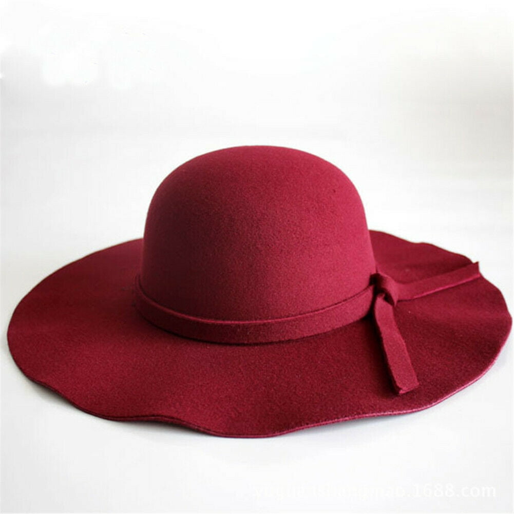 red wide brim fedora hat