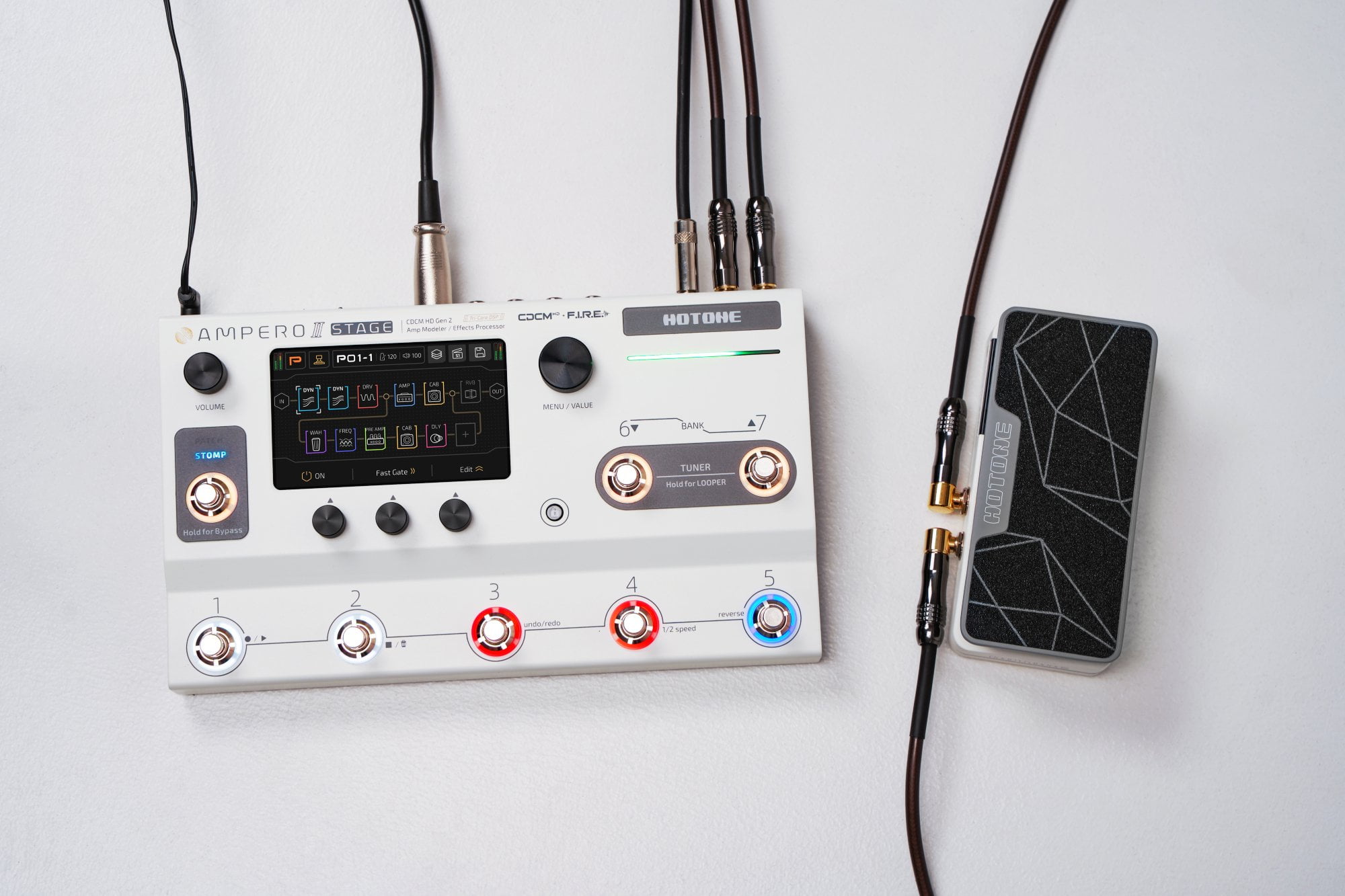 Hotone Audio Ampero II Press Passive Switching/Expression Pedal - White & Black