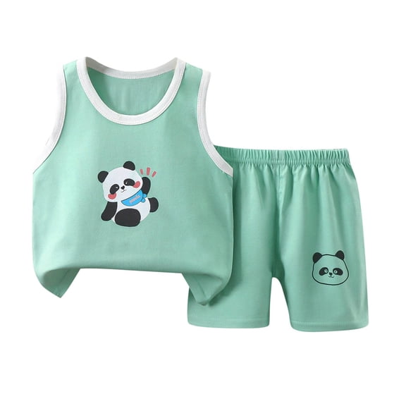 CAZOFW Summer Toddler Boys 2 Piece Outfits,Cotton Animal Print Tank Top and Shorts Set,Size 2-3t
