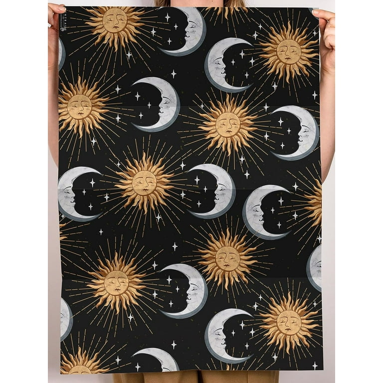 AnyDesign 12 Sheet Galaxy Wrapping Paper Black Night Sky Gift Wrap Bulk  Moon Star Decorative Craft Art Paper for Birthday Wedding DIY Wrapping