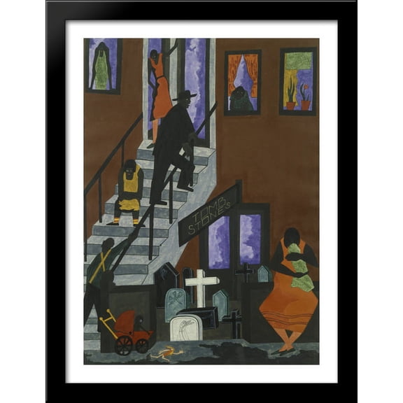 Tombstones 28x38 Large Black Wood Framed Print Art by Jacob Lawrence