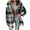 Black, variant on Women's Warm Plaid Jacket Khaki Fall And Winter Lattice Splice Pocket Buttons Long Sleeve Casual Hooded Outwears L