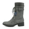 thumbnail image 2 of DREAM PAIRS Womens Ankle Booties Lace Up Mid Calf Military Combat Boots AMAZON GREY Size 7.5, 2 of 5