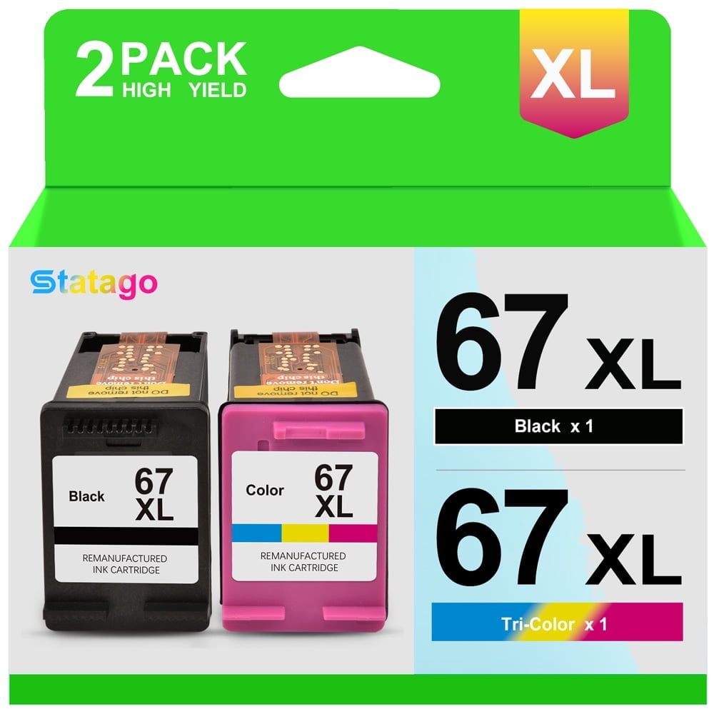 67 Ink Cartridge for HP 67 67xl Ink Cartridges - Black | Color (Tri-Color), 2 Pack