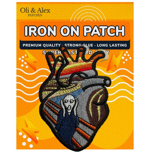Iron On Patches - Heart Patch Iron On Embroidered Applique A-74 - The Scream - Trendy Patch