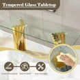 thumbnail image 3 of 55" Glass Console Table, Modern Accent Entrance Desk, 0.39" Tempered Glass & Irregular Stainless Steel Base for Entrance, Living Room, Office, 3 of 6